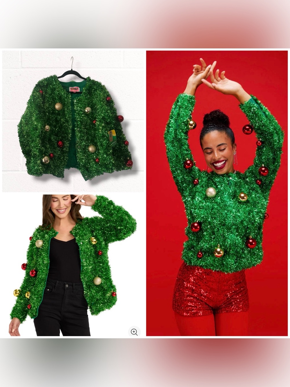 NEW Tipsy Elves Bristle Babe Ugly Christmas Cardigan Sweater, Large